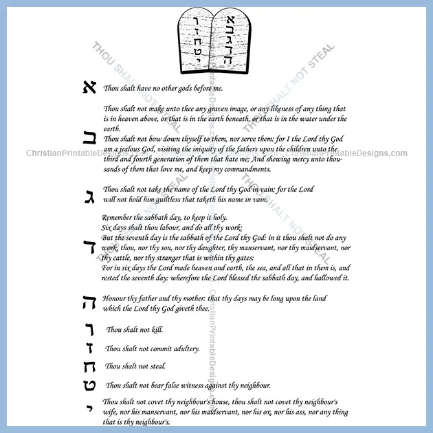 10 Commandments Image - ChristianPrintableDesigns.com