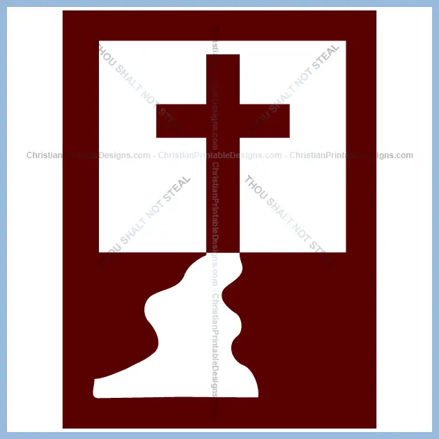 Christian Prinatable Embroidery Design Cross with River Image - ChristianPrintableDesigns.com