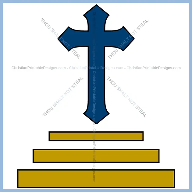 Free Christian Printable Cross with Steps Image - ChristianPrintableDesigns.com