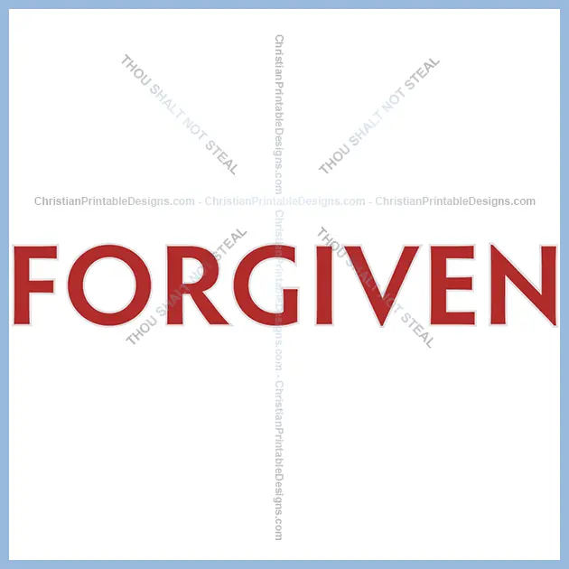 Christian Prinatable Embroidery Design Forgiven Image - ChristianPrintableDesigns.com