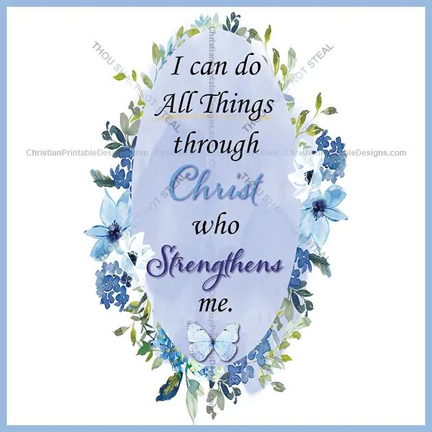 Christ strengthens me image - ChristianPrintableDesigns.com