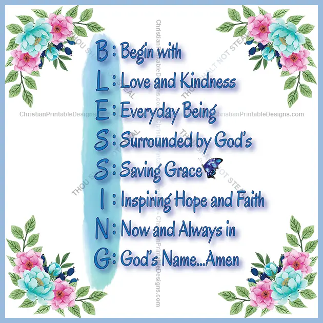 Blessing Spelled Out Image - ChristianPrintableDesigns.com