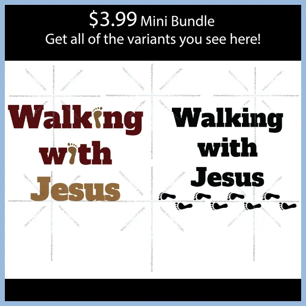 Christian Prinatable Embroidery Design walking with Jesus Image - ChristianPrintableDesigns.com